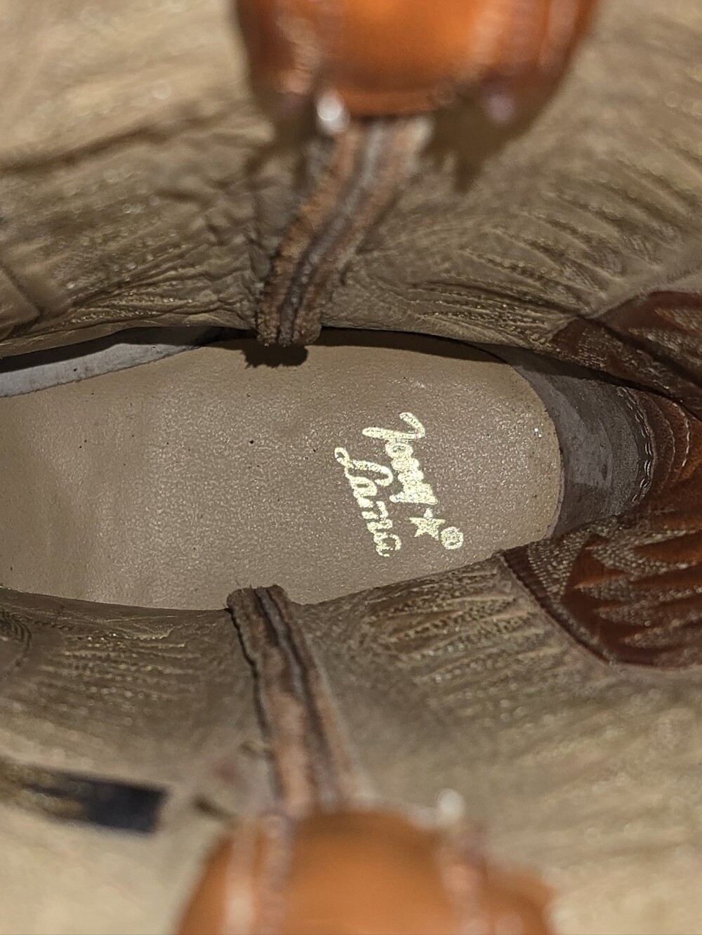 NOS Vintage Tony Lama Black Label Cowboy Boots H5669 Women 6.5R Cognac Tan W/Box - Picture 10 of 12